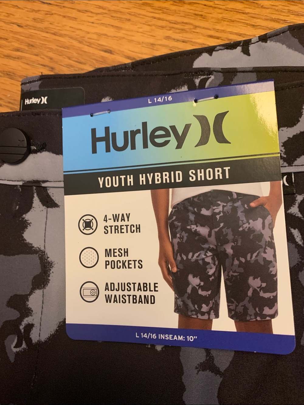 Hurley Black & Gray Camo Youth Hybrid Shorts